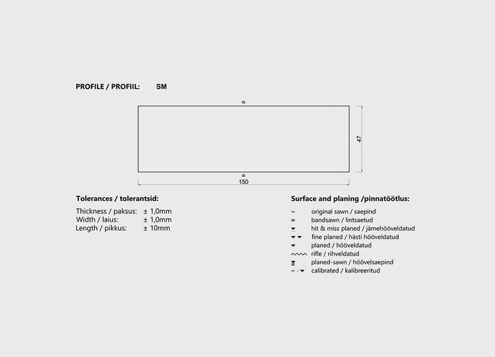 Immutatud saematerjal 47x150x5100 ABC kvaliteet